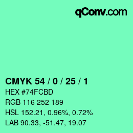 Color code: CMYK 54 / 0 / 25 / 1 | qconv.com