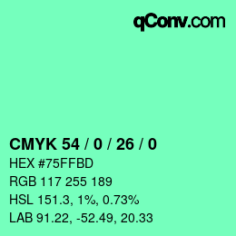 Color code: CMYK 54 / 0 / 26 / 0 | qconv.com