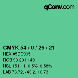 Color code: CMYK 54 / 0 / 26 / 21 | qconv.com