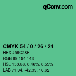 カラーコード: CMYK 54 / 0 / 26 / 24 | qconv.com