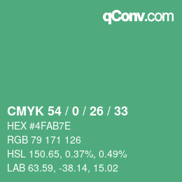 Color code: CMYK 54 / 0 / 26 / 33 | qconv.com