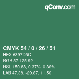 カラーコード: CMYK 54 / 0 / 26 / 51 | qconv.com