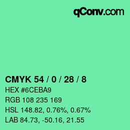 Color code: CMYK 54 / 0 / 28 / 8 | qconv.com