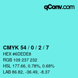 Color code: CMYK 54 / 0 / 2 / 7 | qconv.com