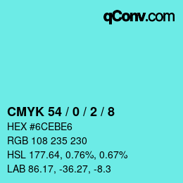 颜色代码: CMYK 54 / 0 / 2 / 8 | qconv.com