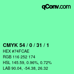 Color code: CMYK 54 / 0 / 31 / 1 | qconv.com
