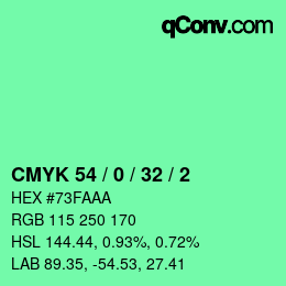 颜色代码: CMYK 54 / 0 / 32 / 2 | qconv.com