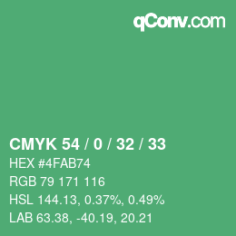 Color code: CMYK 54 / 0 / 32 / 33 | qconv.com