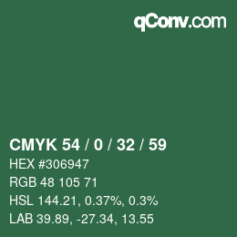 Color code: CMYK 54 / 0 / 32 / 59 | qconv.com