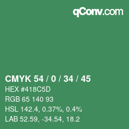 Color code: CMYK 54 / 0 / 34 / 45 | qconv.com