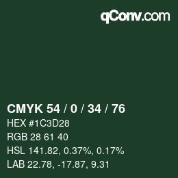 Color code: CMYK 54 / 0 / 34 / 76 | qconv.com