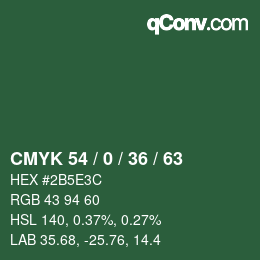 Farbcode: CMYK 54 / 0 / 36 / 63 | qconv.com