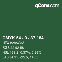 Color code: CMYK 54 / 0 / 37 / 64 | qconv.com