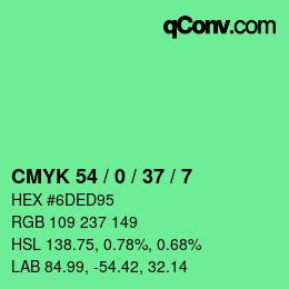 カラーコード: CMYK 54 / 0 / 37 / 7 | qconv.com