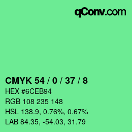 カラーコード: CMYK 54 / 0 / 37 / 8 | qconv.com