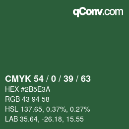 颜色代码: CMYK 54 / 0 / 39 / 63 | qconv.com