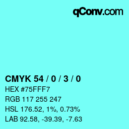 Color code: CMYK 54 / 0 / 3 / 0 | qconv.com