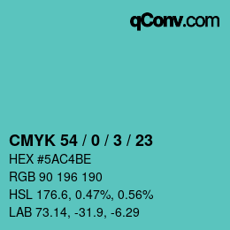 カラーコード: CMYK 54 / 0 / 3 / 23 | qconv.com