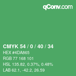 Color code: CMYK 54 / 0 / 40 / 34 | qconv.com