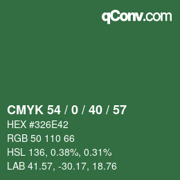颜色代码: CMYK 54 / 0 / 40 / 57 | qconv.com