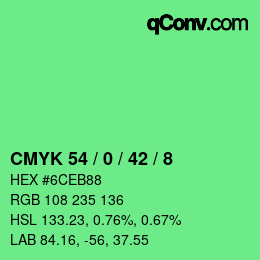 Color code: CMYK 54 / 0 / 42 / 8 | qconv.com