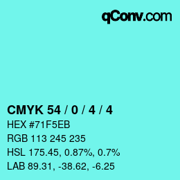 颜色代码: CMYK 54 / 0 / 4 / 4 | qconv.com