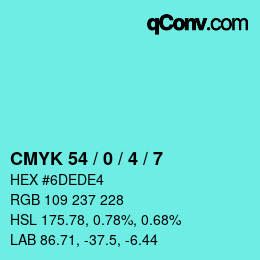 カラーコード: CMYK 54 / 0 / 4 / 7 | qconv.com