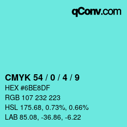カラーコード: CMYK 54 / 0 / 4 / 9 | qconv.com