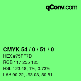 颜色代码: CMYK 54 / 0 / 51 / 0 | qconv.com