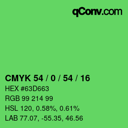颜色代码: CMYK 54 / 0 / 54 / 16 | qconv.com