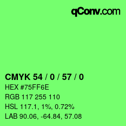 カラーコード: CMYK 54 / 0 / 57 / 0 | qconv.com