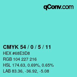 Color code: CMYK 54 / 0 / 5 / 11 | qconv.com