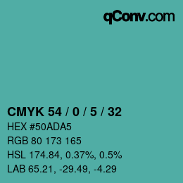 Color code: CMYK 54 / 0 / 5 / 32 | qconv.com