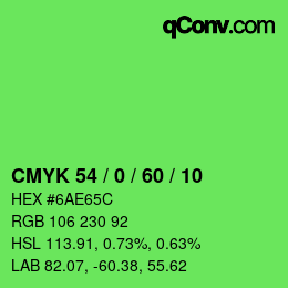 颜色代码: CMYK 54 / 0 / 60 / 10 | qconv.com