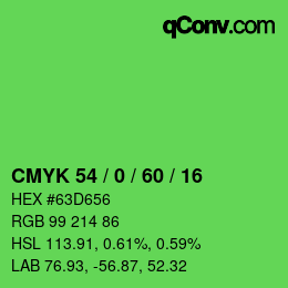 カラーコード: CMYK 54 / 0 / 60 / 16 | qconv.com
