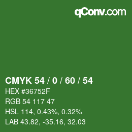 颜色代码: CMYK 54 / 0 / 60 / 54 | qconv.com