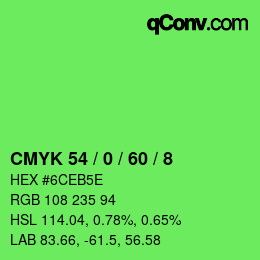 Farbcode: CMYK 54 / 0 / 60 / 8 | qconv.com