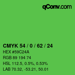 Farbcode: CMYK 54 / 0 / 62 / 24 | qconv.com