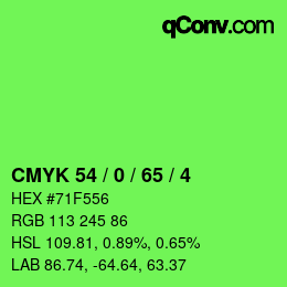 Color code: CMYK 54 / 0 / 65 / 4 | qconv.com