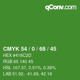 Código de color: CMYK 54 / 0 / 68 / 45 | qconv.com