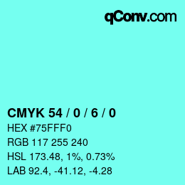 颜色代码: CMYK 54 / 0 / 6 / 0 | qconv.com