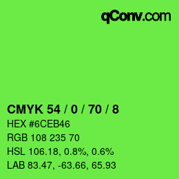 颜色代码: CMYK 54 / 0 / 70 / 8 | qconv.com