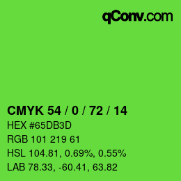 Color code: CMYK 54 / 0 / 72 / 14 | qconv.com