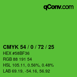 Código de color: CMYK 54 / 0 / 72 / 25 | qconv.com