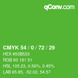 Color code: CMYK 54 / 0 / 72 / 29 | qconv.com