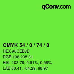颜色代码: CMYK 54 / 0 / 74 / 8 | qconv.com