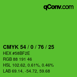 颜色代码: CMYK 54 / 0 / 76 / 25 | qconv.com