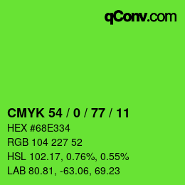 颜色代码: CMYK 54 / 0 / 77 / 11 | qconv.com