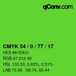 颜色代码: CMYK 54 / 0 / 77 / 17 | qconv.com