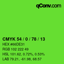 颜色代码: CMYK 54 / 0 / 78 / 13 | qconv.com
